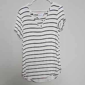 Emory Park Black and White Striped Short Sleeve Tee